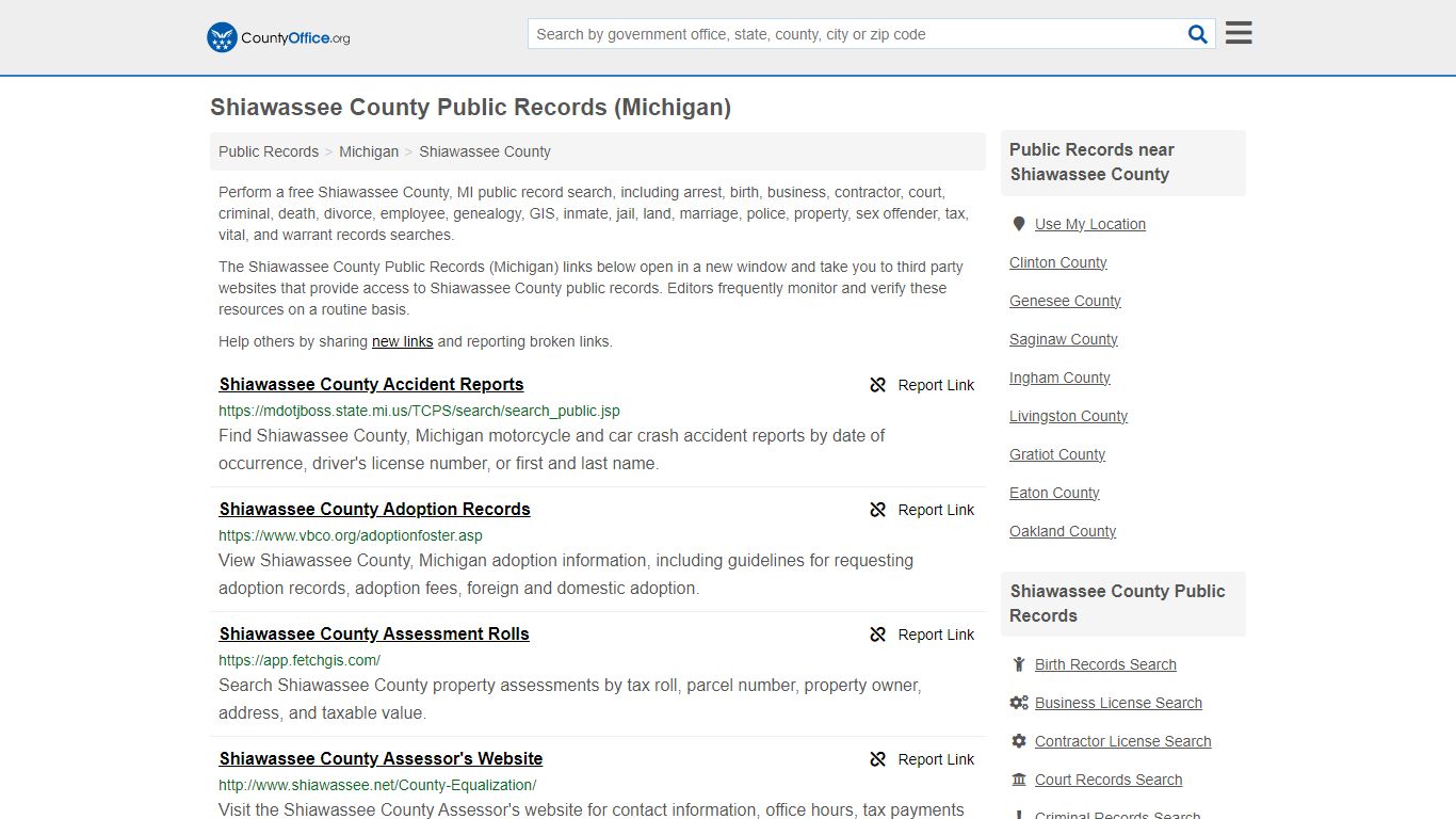 Public Records - Shiawassee County, MI (Business, Criminal, GIS ...