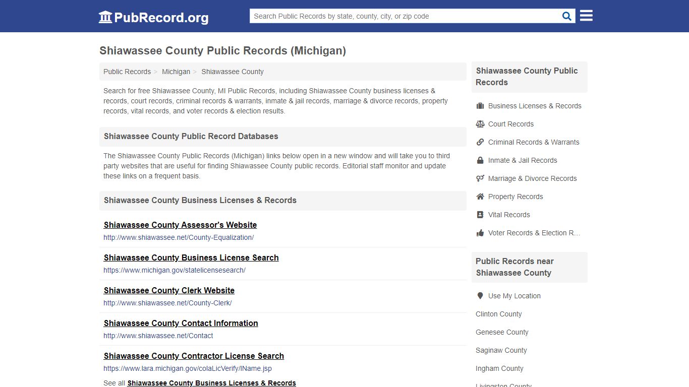 Free Shiawassee County Public Records (Michigan Public Records)