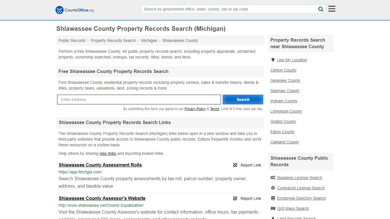 Shiawassee County Property Records Search (Michigan) - County Office